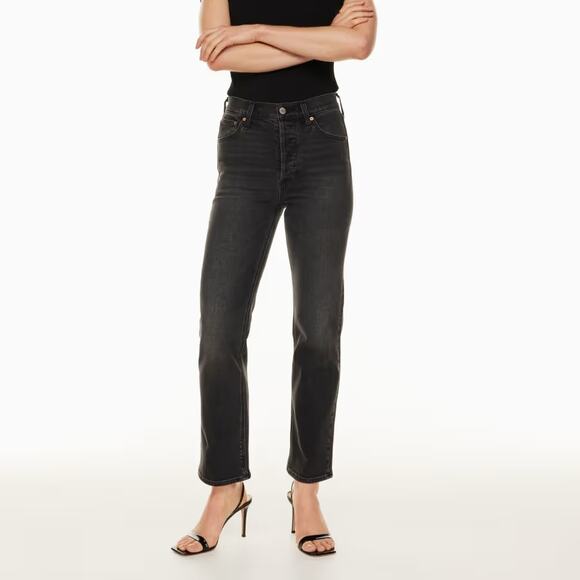 Denim Forum The Arlo High Rise‎ Straight Jean Women's Size 29 Black Liquorice - Picture 1 of 11